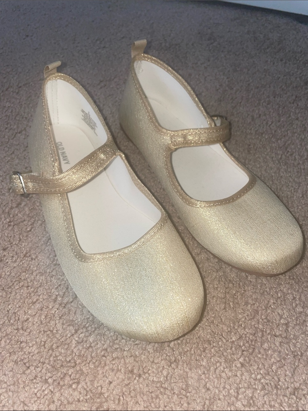 Girls Gold Glitter Mary Jane Flats